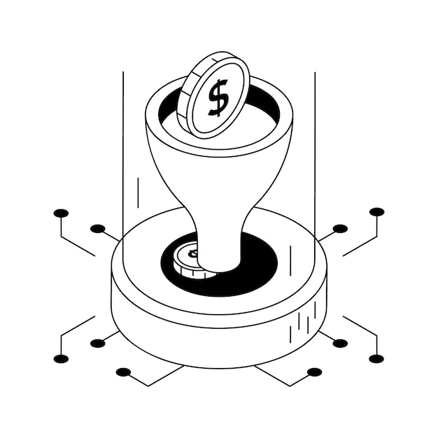 Un icono isométrico bien diseñado que representa la conversión de ventas