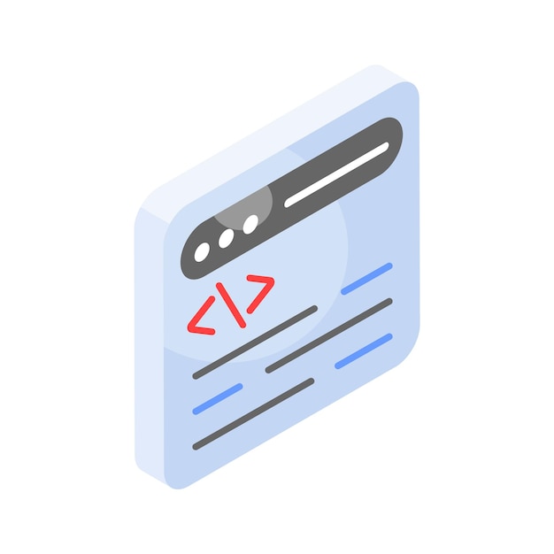 Icono isométrico bien diseñado del vector de programación de desarrollo de sitios web