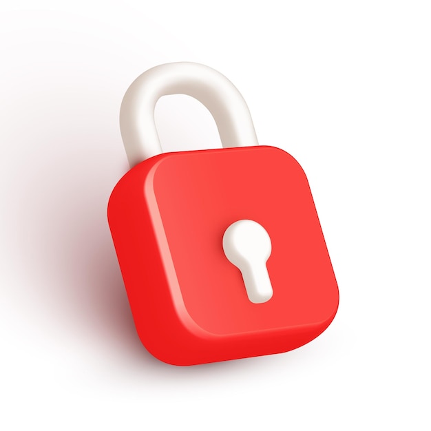 Icono isométrico de bloqueo aislado sobre fondo blanco Signo de candado de color rojo isométrico 3D Concepto de seguridad para aplicaciones web móviles Acceso de seguridad para diseño web y presentación Ilustración vectorial
