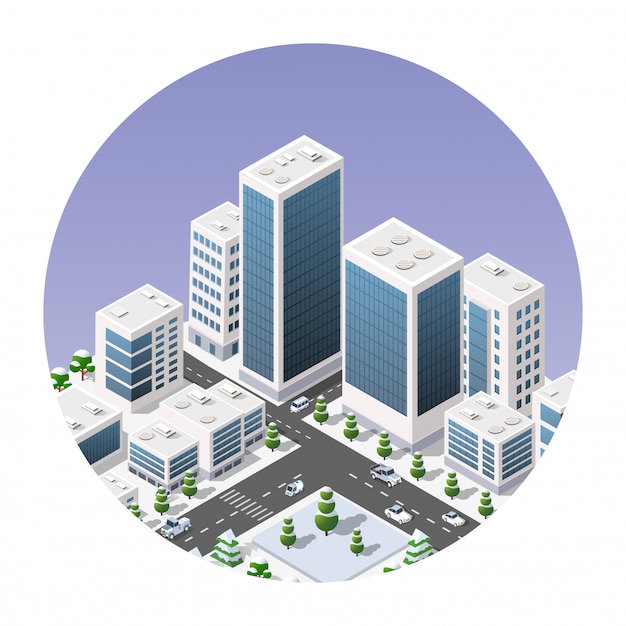 Icono isométrico de una ciudad.