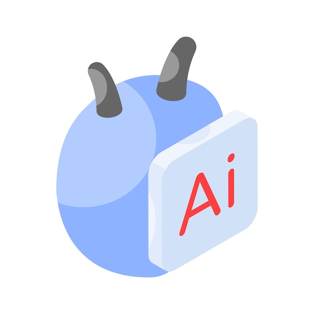 Icono isométrico creativamente diseñado de un robot listo para usar vector