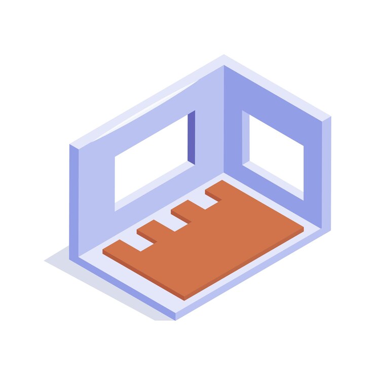 Vector un icono isométrico del diseño vectorial del plano de piso de la sala