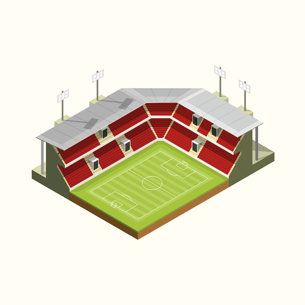 Vector icono isométrico estadio techo estructura fútbol o fútbol. ilustración vectorial