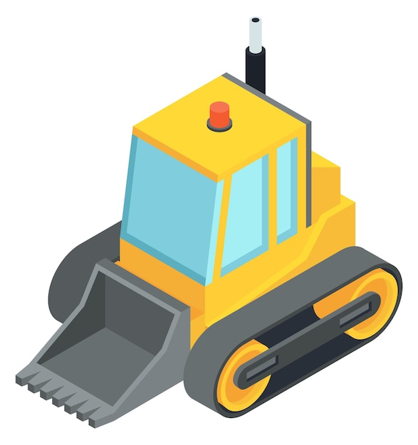 Icono isométrico de la excavadora Transporte pesado Máquinas de construcción