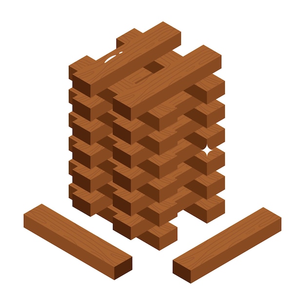 Vector icono isométrico fácil de usar de jenga