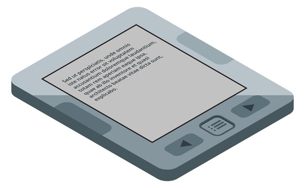 Icono isométrico de libro electrónico Dispositivo electrónico para la lectura de libros