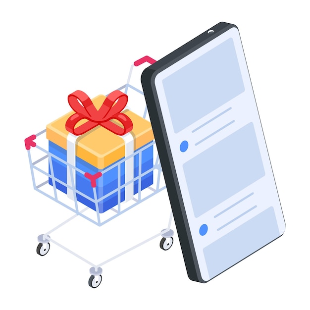 Icono isométrico personalizable de compra en línea