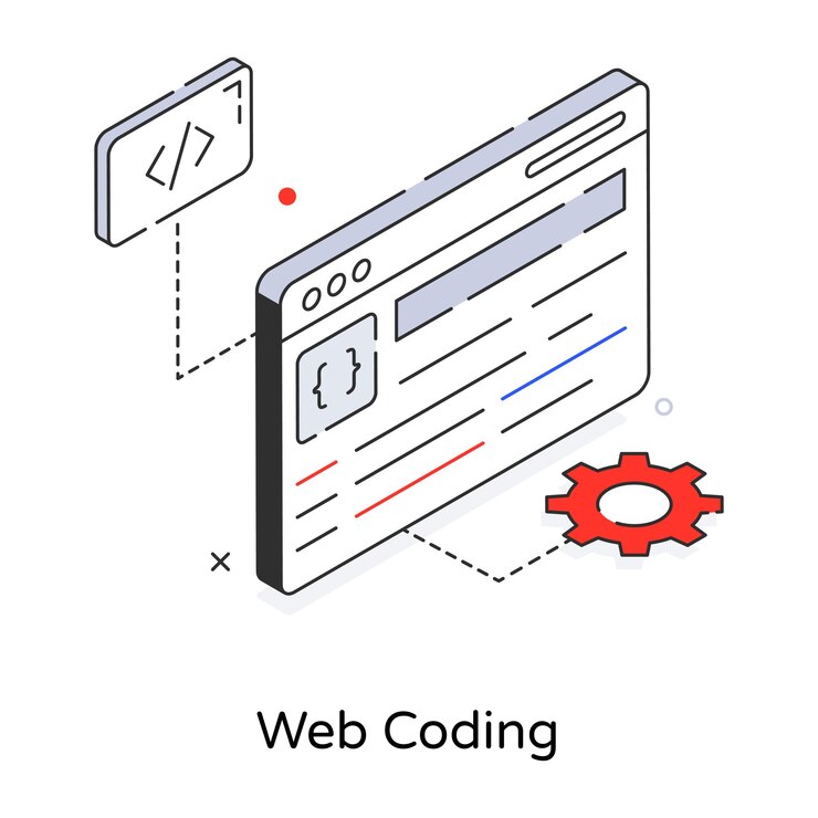 Vector icono isométrico premium de codificación web