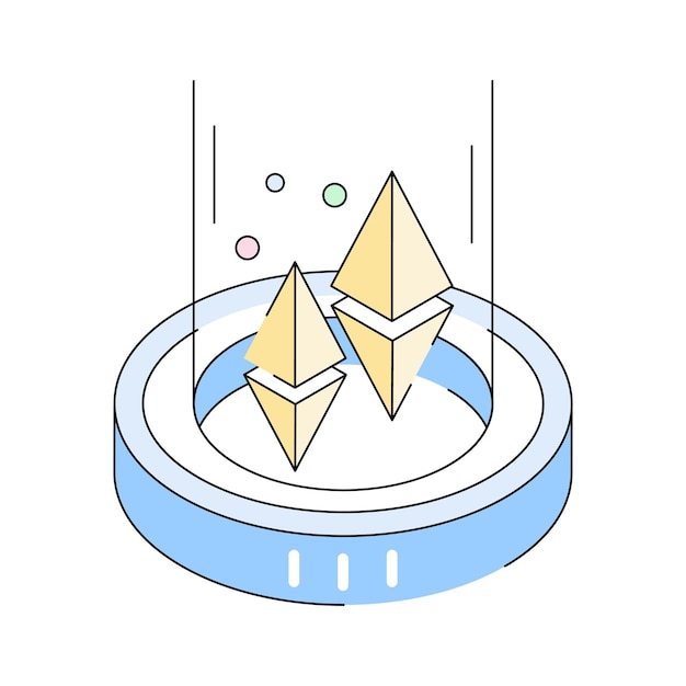 Icono isométrico premium para las operaciones de la cadena de bloques de ethereum
