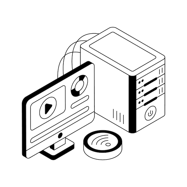 Un icono isométrico premium de la visualización de contenido de Internet
