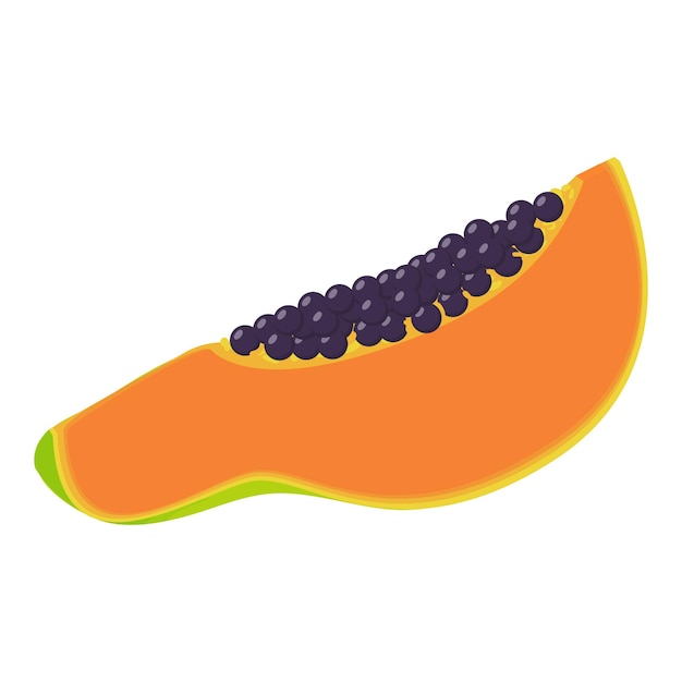Icono isométrico de una rebanada de papaya icono vectorial de papaya para diseño web aislado en fondo blanco