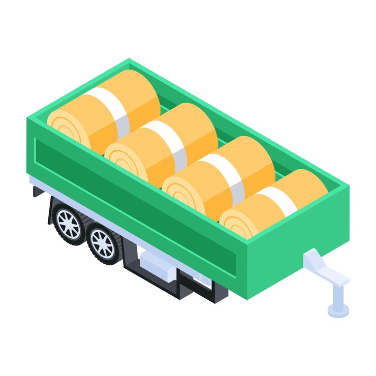 Vector icono isométrico del remolque agrícola.