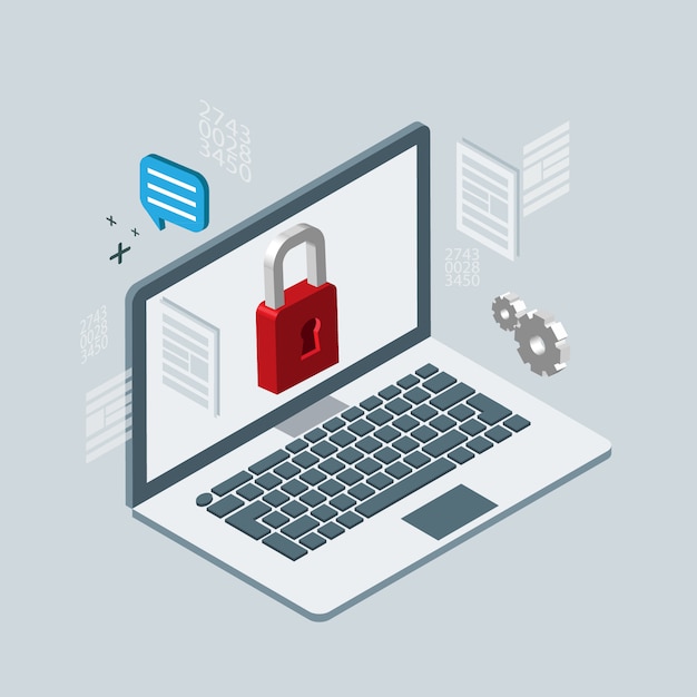 icono isométrico de seguridad informática