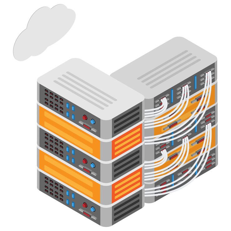Vector icono isométrico del servidor de la base de datos