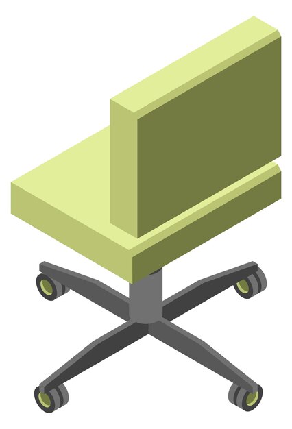 Icono isométrico de silla de oficina Asiento de trabajo verde