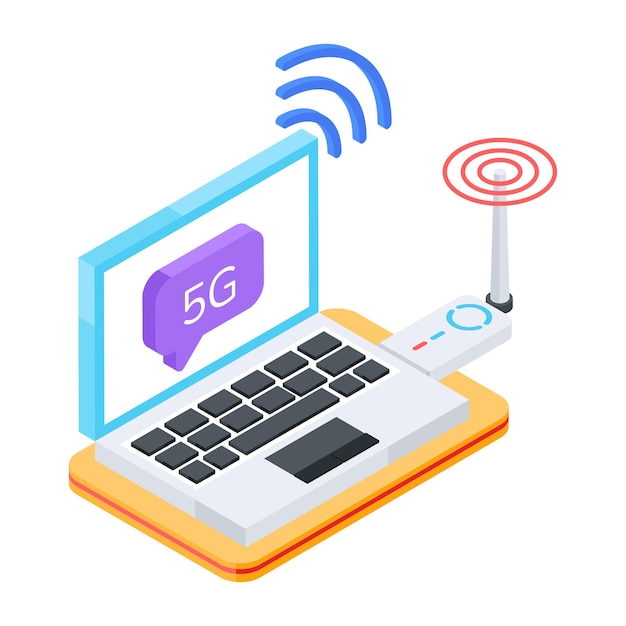 Vector icono isométrico de la tecnología 5g