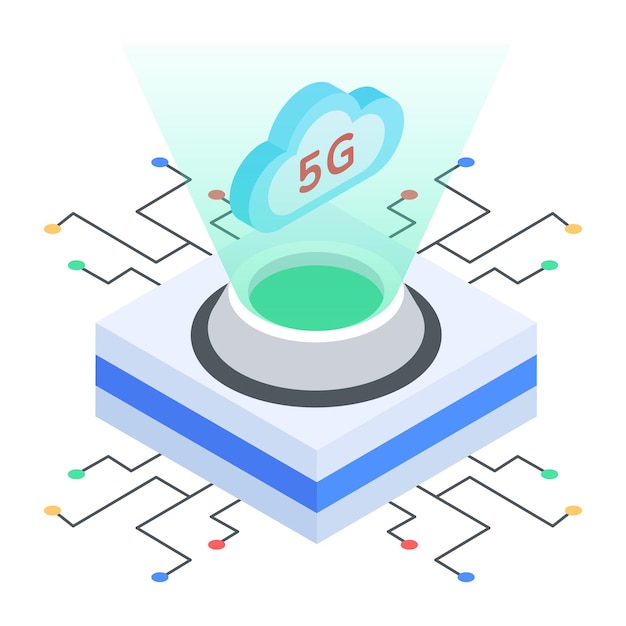 Icono isométrico de la tecnología 5G