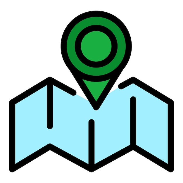 Icono del itinerario de la guía de navegación Contorno del itinerario del guia de navegación Icono vectorial de color plano aislado