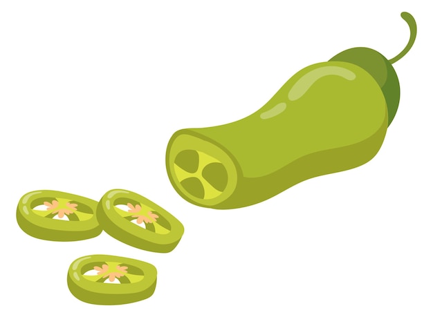 Icono de jalapeno en rodajas cortado con pimienta verde picante