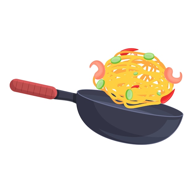 Vector icono japonés de comida wok caricatura de icono de vector japonés de comida wok para diseño web aislado sobre fondo blanco