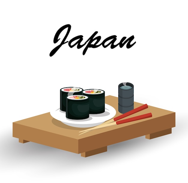 Vector icono japonés de deliciosa comida