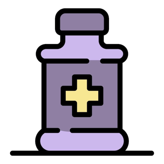 El icono del jarabe de la farmacia médica El contorno del icono vectorial del jarape de la farmacía médica El color del icono es plano y aislado