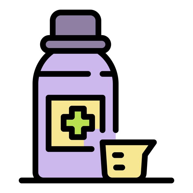 Icono de jarabe de salud Contorno del icono vectorial de jarape de salud Color plano aislado