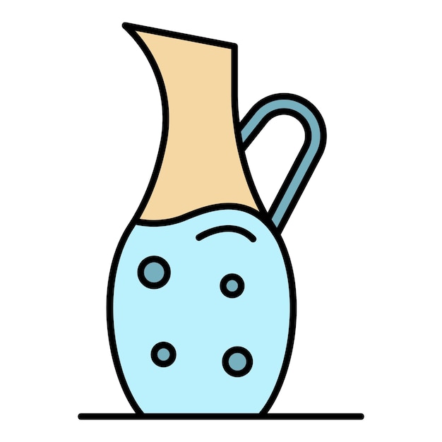 Icono de jarra de aceite de pescado Contorno de jarra de aceite de pescado vector icono color plano aislado