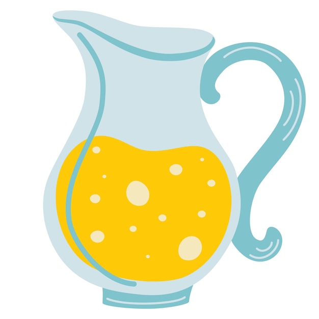 Icono de jarra de jugo de limonada. Ilustración de dibujos animados de una jarra de jugo de limón. Jugo fresco. Bebida saludable. Ilustración de vector de diseño plano