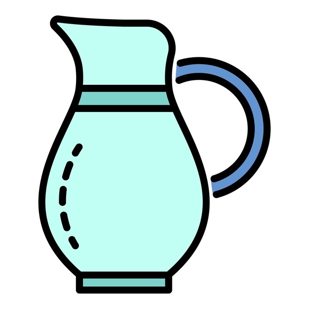 Icono de jarro de agua Contorno del icono vectorial de jarra de agua color plano aislado en blanco