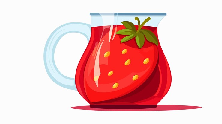 Vector icono de jarro de jugo de fresa ilustración de bebida fresca aislada