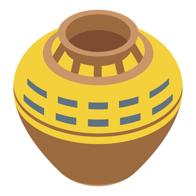 Icono de jarrón de cerámica vector isométrico Roma civilización romana griega
