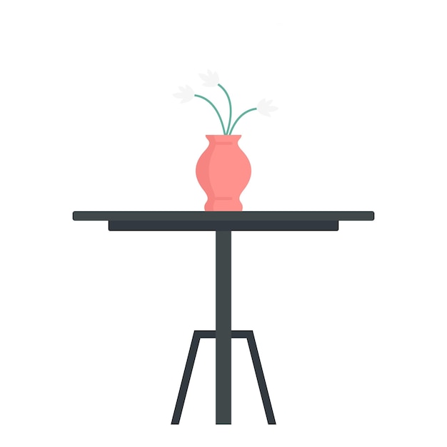 Icono de jarrón rojo en la mesa Ilustración plana de jarrón red en la mesa Icono vectorial para diseño web