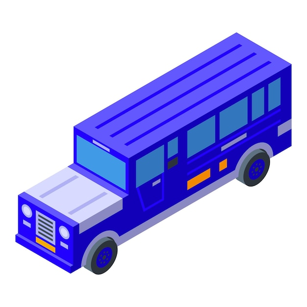 El icono del jeepney de color azul es el vector isométrico del transporte público
