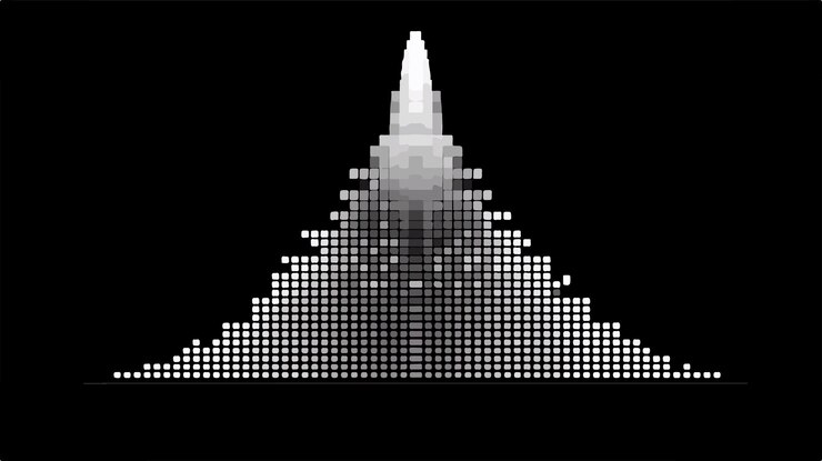Vector icono de jerarquía blanca con píxeles en fondo negro