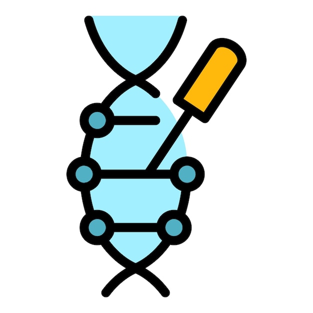Icono de jeringa de adn Contorno de jeringa de adn vector icono color plano aislado