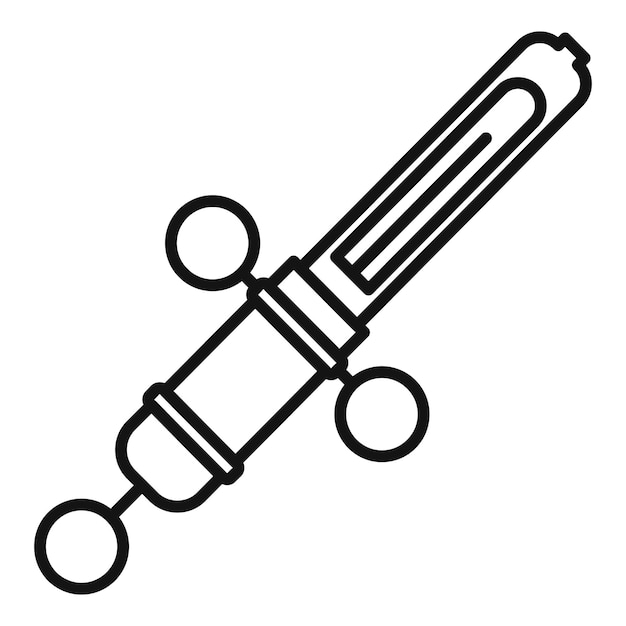 Icono de jeringa de anestesia dentista Contorno de icono de vector de jeringa de anestesia dentista para isola de diseño web