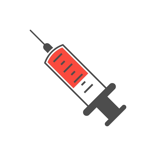 Icono de jeringa en estilo plano Ilustración de vector de inyección de vacuna de coronavirus sobre fondo aislado Concepto de negocio de signo de vacunación Covid19