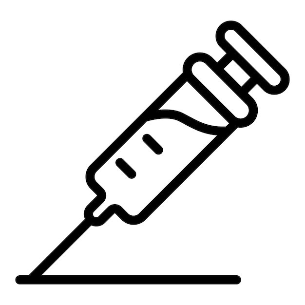 Icono de jeringa Icono de vector de jeringa de esquema para diseño web aislado sobre fondo blanco