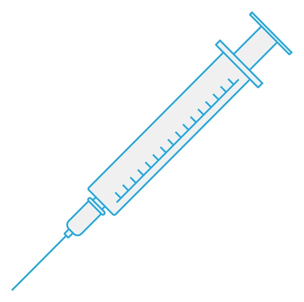 Vector icono de jeringa símbolo de línea azul de inyección médica