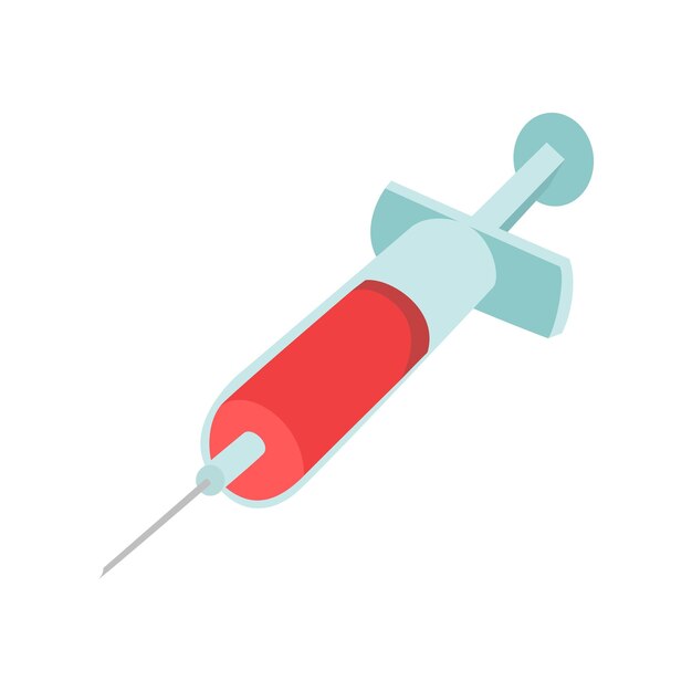 Icono de jeringa sobre un fondo blanco Diseño plano Ilustración vectorial