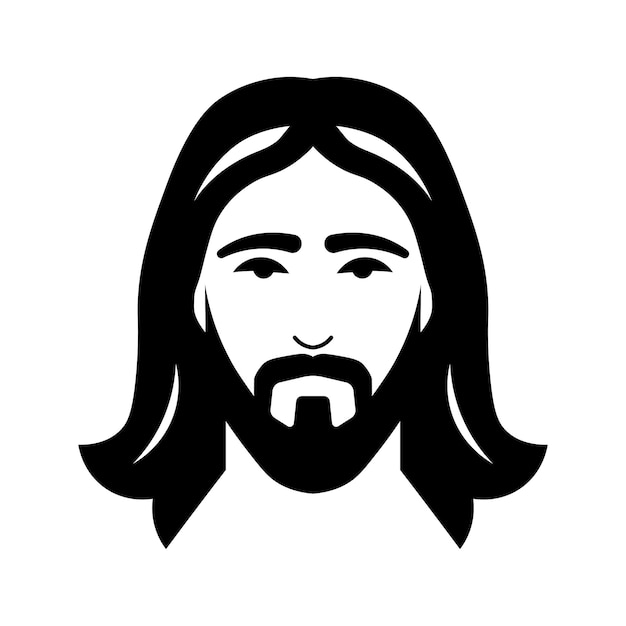 icono de Jesús vectorial negro sobre fondo blanco