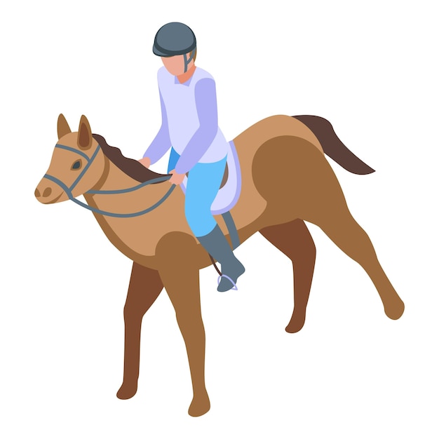 Icono de jinete de caballo vector isométrico Competencia animal Campeón de carrera