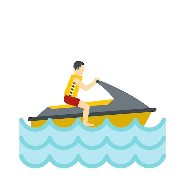 Icono de jinete de moto acuática en estilo plano aislado en ilustración de vector de fondo blanco
