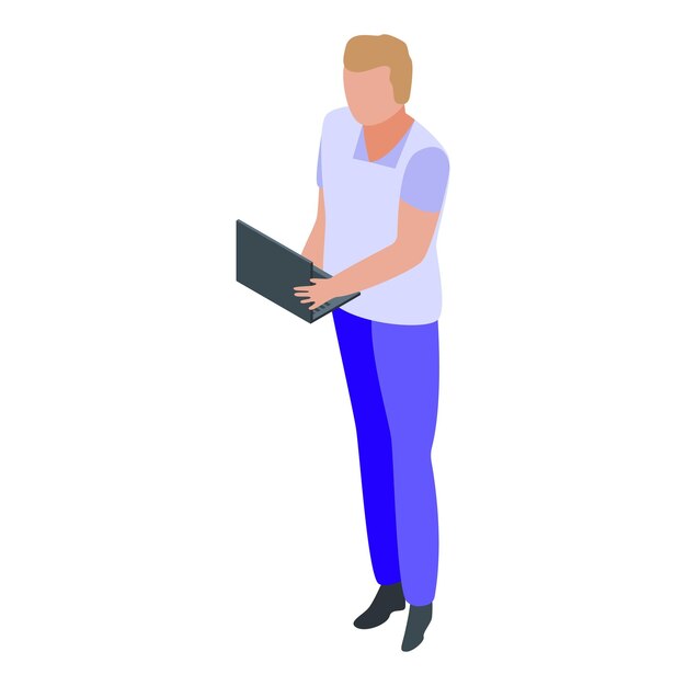 Icono de joven programador Isométrico del icono de vector de joven programador para diseño web aislado sobre fondo blanco