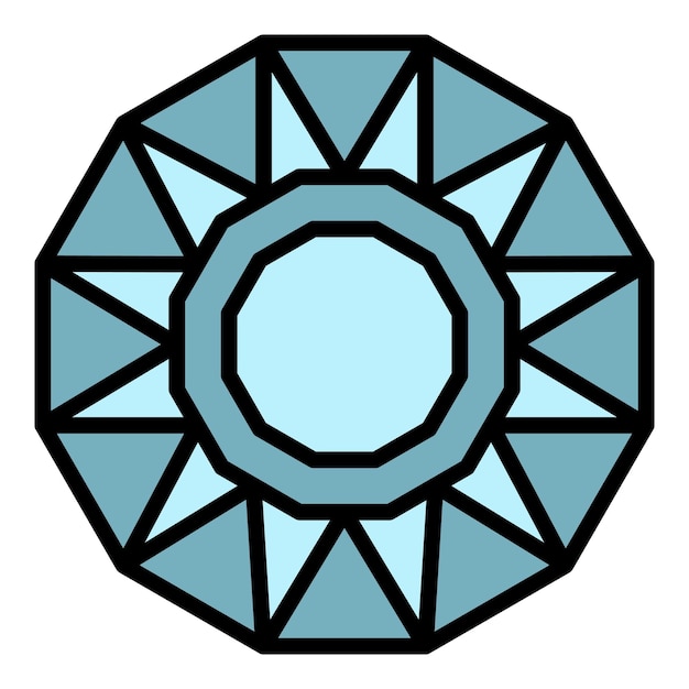 El icono de la joya de esmeralda El contorno del icono vectorial de la juela de esmeraldas El color es plano y aislado