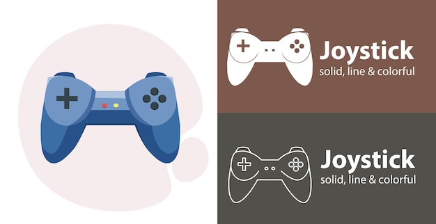 Icono de joystick gamepad icono vectorial aislado línea de joystick icono plano sólido