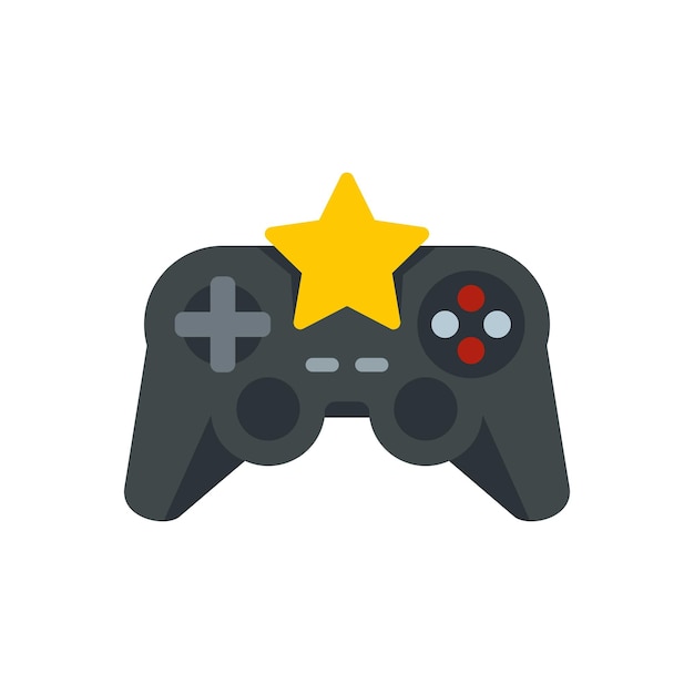 Icono de joystick de videojuego estrella Ilustración plana del icono de vector de joystick de videojuego estrella aislado sobre fondo blanco