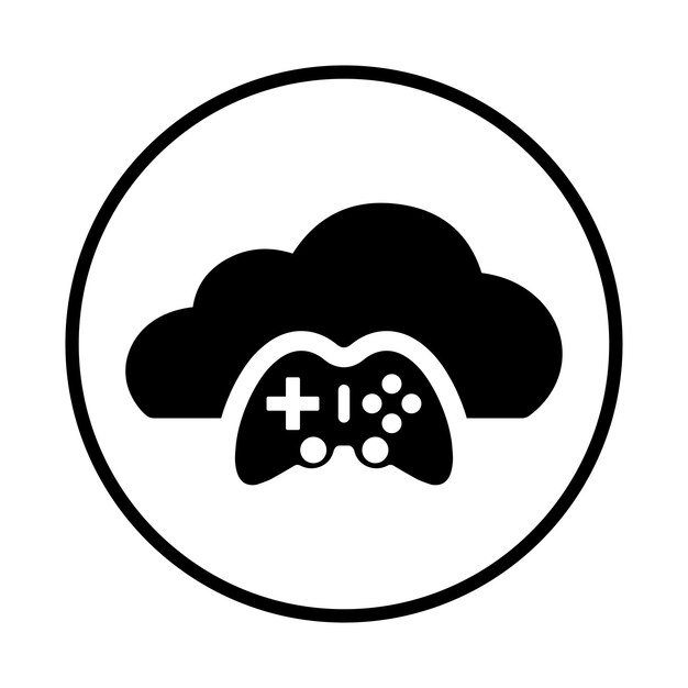 Ícono de juego en la nube Gráficos vectoriales negros