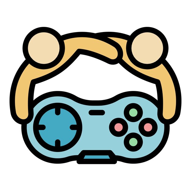Icono de juego de video de confianza amigo contorno de juego de vídeo de confianza icono vectorial color plano aislado